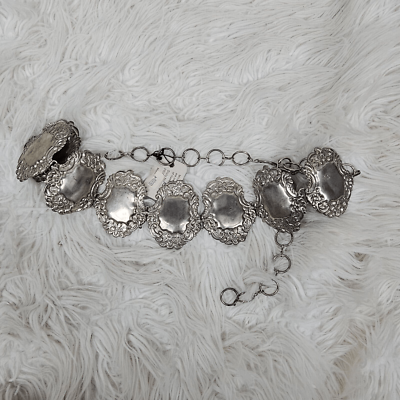 Elegante NWT Vintage Concho Chain Chrome Belt 42 display picture 1
