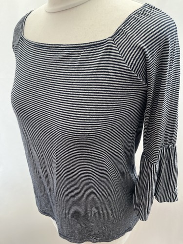 M&S Maternity Blue Striped 3/4 Sleeve Top Size 8 Viscose Jersey - Picture 8 of 12