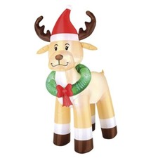 8' LED Lighted Reindeer w/ Wreath Christmas Inflatable Porch Yard Holiday Decor