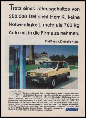 Fiat Panda - Reklame Werbeanzeige Original-Werbung 1980 (1)