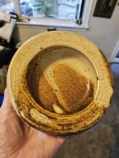 Vintage MCM Japanese 6" Pottery Bowl Stoneware Primitive Rustic Brutalist Signed