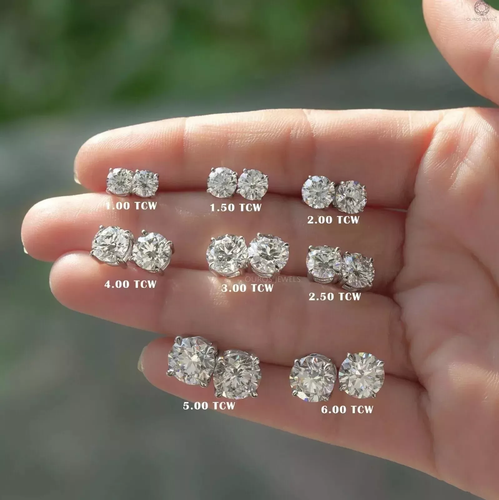 4.00 Ct E VVS2 Round Cut Lab Grown Diamond Stud Earrings Platinum IGI - 第 2/9 張圖片