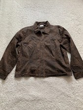 Chico's Women Size 2 Brown Leopard Print Full Zip Long Sleeve Jacket C12 