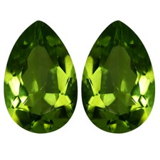 2.44 ct 2pcs MATCHING PAIR Best Pear Cut 9 x 6 mm Green Peridot Genuine