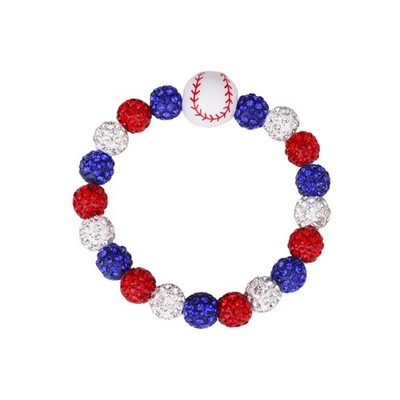 Sparkling Football Baseball Beaded Bracelets Game Day Football Charm Bracel - 02