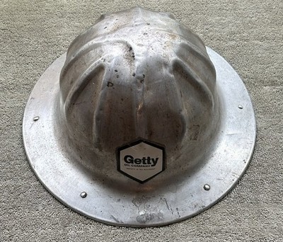 Vintage McDonald SAFE-T-HAT Getty Oil Full Brim Aluminum Mine Safety Hard Hat