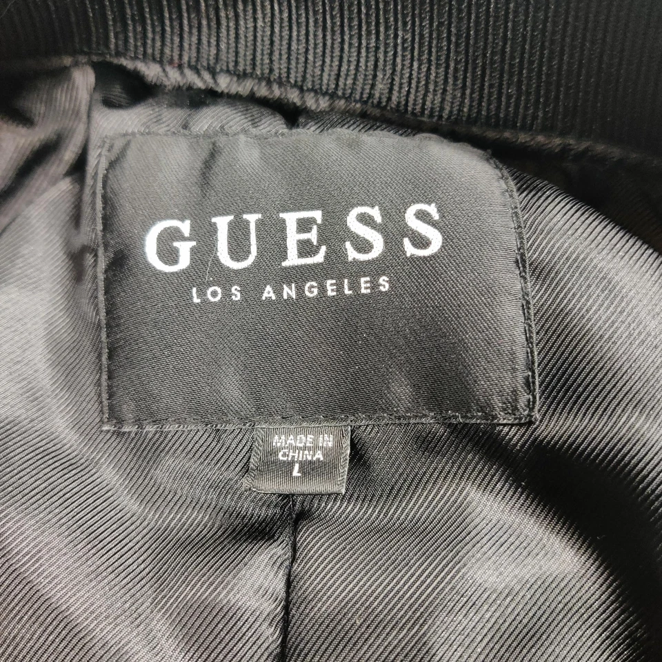 Guess Ken Carson Chaos Jacket Men Large Black Bomber Graffiti Zip Pocket Lace Up - Image 3 of 4