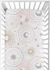 Sweet Jojo Designs Fitted Baby Crib Sheets Stars and Moon for Boys or Girls, I