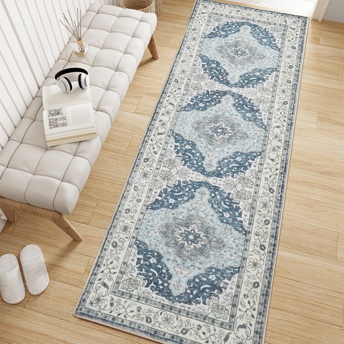 Runner Rug - 2'x6' Boho Washable Kitchen Rug, Non-Slip Soft Low Pile Rugs Ind...