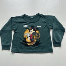 Vintage 90s Disney Mickey Mouse Hiking Camping Green Long sleeve toddler 2T