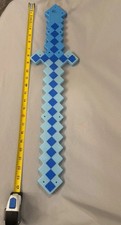 24" LED Minecraft Blue Light Up Pixel Sword EUC