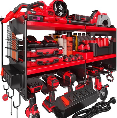 #ad Power Tool Organizer with Charging Station 6 Drill Holders Wall Mount Heavy $82.99