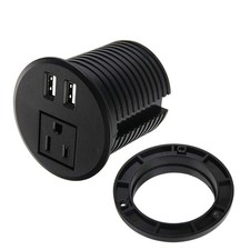 Desktop Power Grommet 2 3/8 inch Hole Table Power Grommet Outlet with 2 USB C...