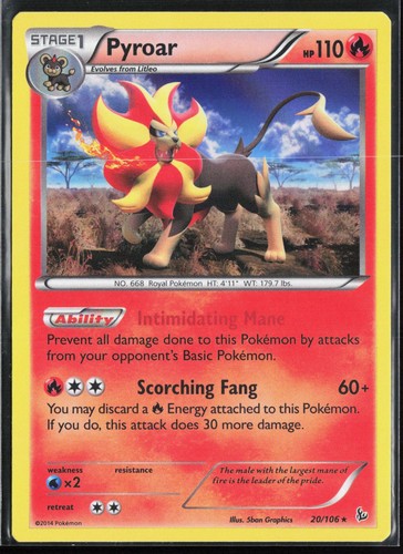 Pyroar 20/106 - Pokemon Flashfire - Holo Rare - NM