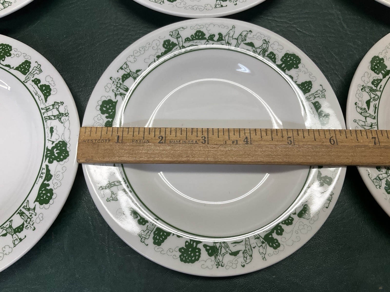 Set of 6 Vintage Syracuse China 6.5" Bread Plates Golf Scene ~ Broadmoor Hotel