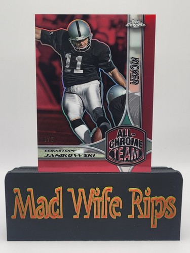 2024 Topps Chrome Sebastian Janikowski All-Chrome Team True Red 1/5 Raiders! - Picture 3 of 7