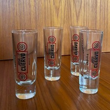 Retro Jose Cuervo Tequila Tall Shot Glasses Set of 4 Heavy Base Retro Barware