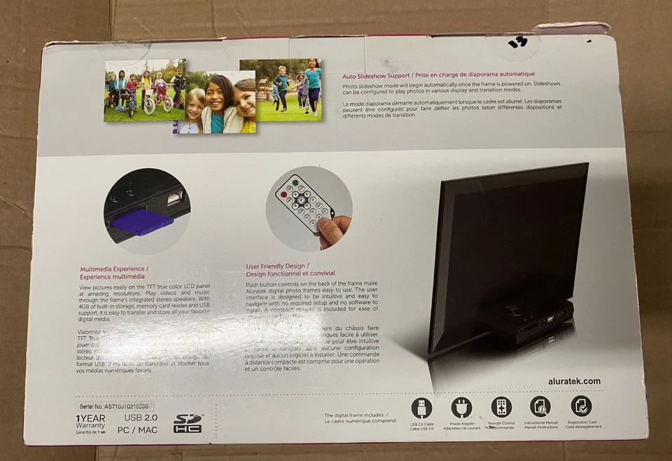Aluratek 10" Slim Digital Photo Frame 4GB built-in Memory & Remote -SEALED - Image 2 of 4
