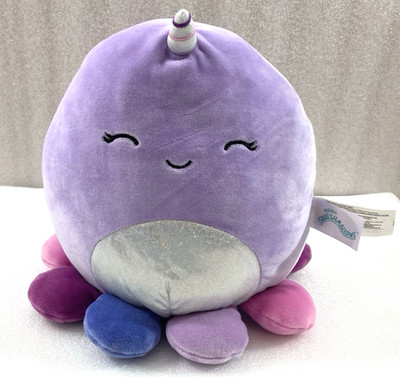 Squshmallows Davina Octocorn 9'' plush purple Octopus-unicorn; silver belly