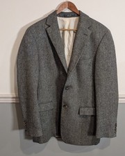 Hugo Boss Black White Tic Weave Wool Silk Blend Blazer Jacket 40R