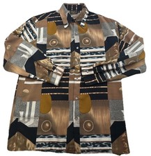 Monzini Collection Shirt Mens Sz M Abstract Disco Retro Psychedelic USA
