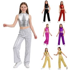 Girls Outfit Dance Dancewear Training Set Shirt Athletic Mock Neck Activewear