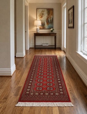 Super Fine Bokhara Rug 5-7x2-11 Red Wool Tribal Hand-Knotted Oriental Carpet