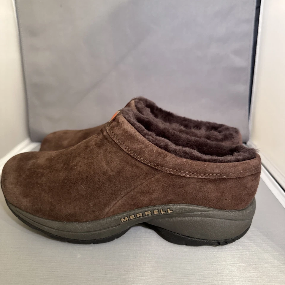 Nuevo Merrell Primo Chill Slides Mujer Marrón Chocolate Gamuza Piel Forrado talla 7 Foto 3 de 4