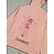 Disneyland Resort Tinker-bell Women Fleece Zip Up Hoodie Jacket Pile Pink Medium