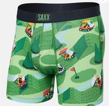 Saxx Vibe Boxer Brief - Excite Carts in Green - Size Large