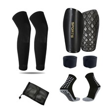 Soccer Shin Guards for Adult Soccer Socks and Mini Shin Guard Leg Sleeves Set...
