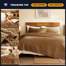 Luxury Velvet King Size Quilt Set - 3-Piece Reversible Bedding Comforter  Shams