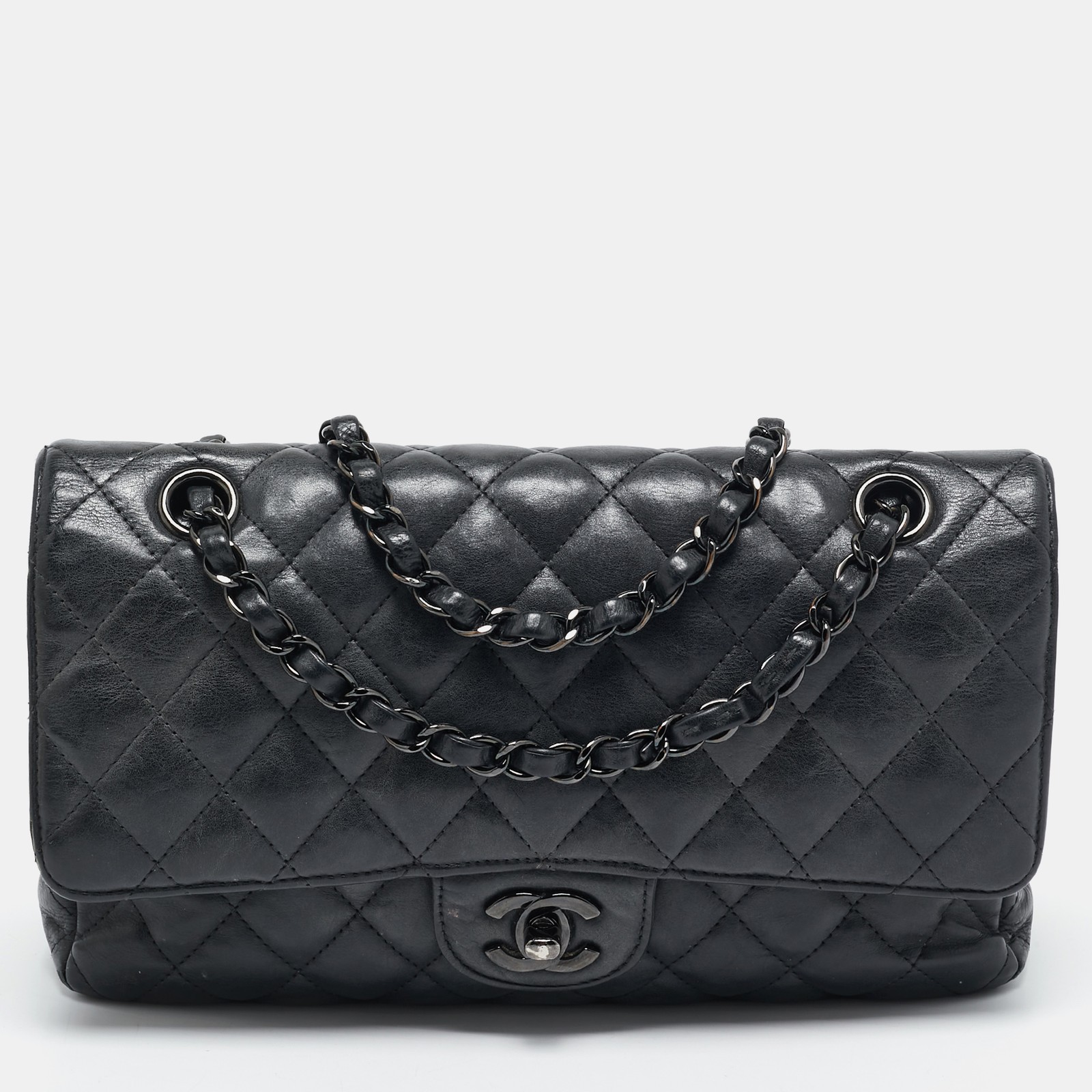 Chanel Small Black Quilted Leather Classic Double Flap Bag