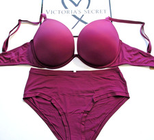 VICTORIA'S SECRET PINK Super Push-Up Bra and Panty Set Vivid Magenta 36A 36C 36D