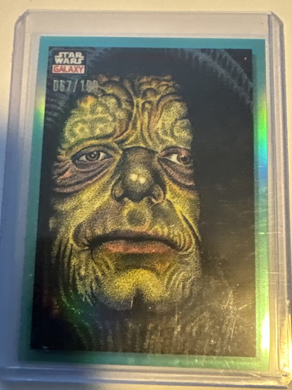 The Emperor Up Close 2023 Topps Chrome Star Wars Galaxy #10 Aqua Refractor /199