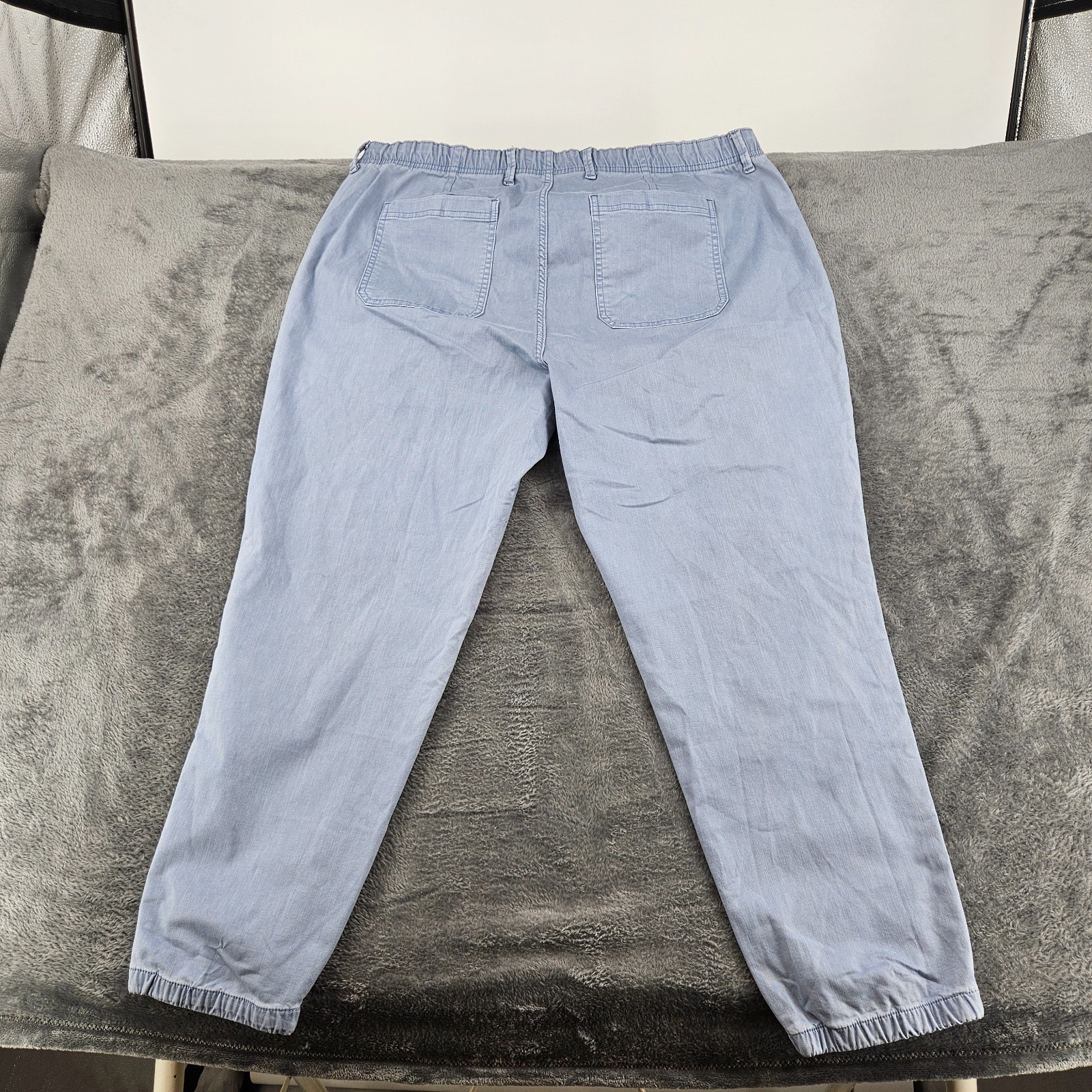 M&S Womens Slim High Rise Jogger Trousers Blue UK 22 Regular Stretch Cuffed BNWT image 3