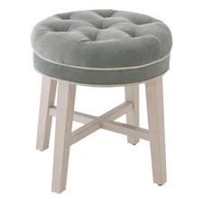 Atlin Designs Coastal Wood/Fabric Backless Vanity Stool in Blue