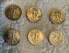 Set Of 6 Walking Liberty Half Dollars 90% Silver 1934,42,44