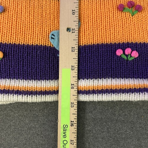 Girls Arpillera Handmade Peruvian Sweater Sz 4 Zip Up Artisan White Pink Orange - Picture 14 of 17