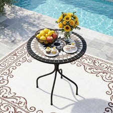 Outdoor Mosaic Bistro Iron / Ceramic Round Table Side Bar Patio Garden Furniture