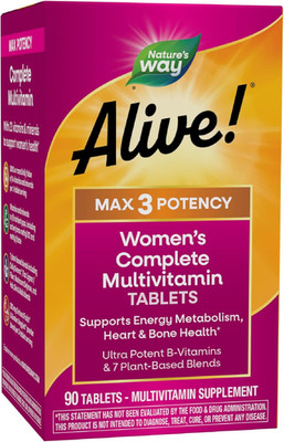 Alive! Max3 Daily Women'S Multivitamin, Food-Based Blends (1,130Mg per Serving)
