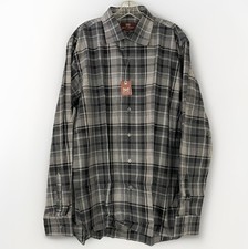 New Hickey Freeman Size XL Long Sleeve Shirt Gray Plaid 100 Cotton
