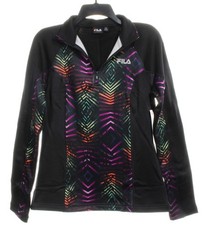 Fila Women's Sport  1/4 Zip Fleece Jacket Black - Multicolor Size M - NWT