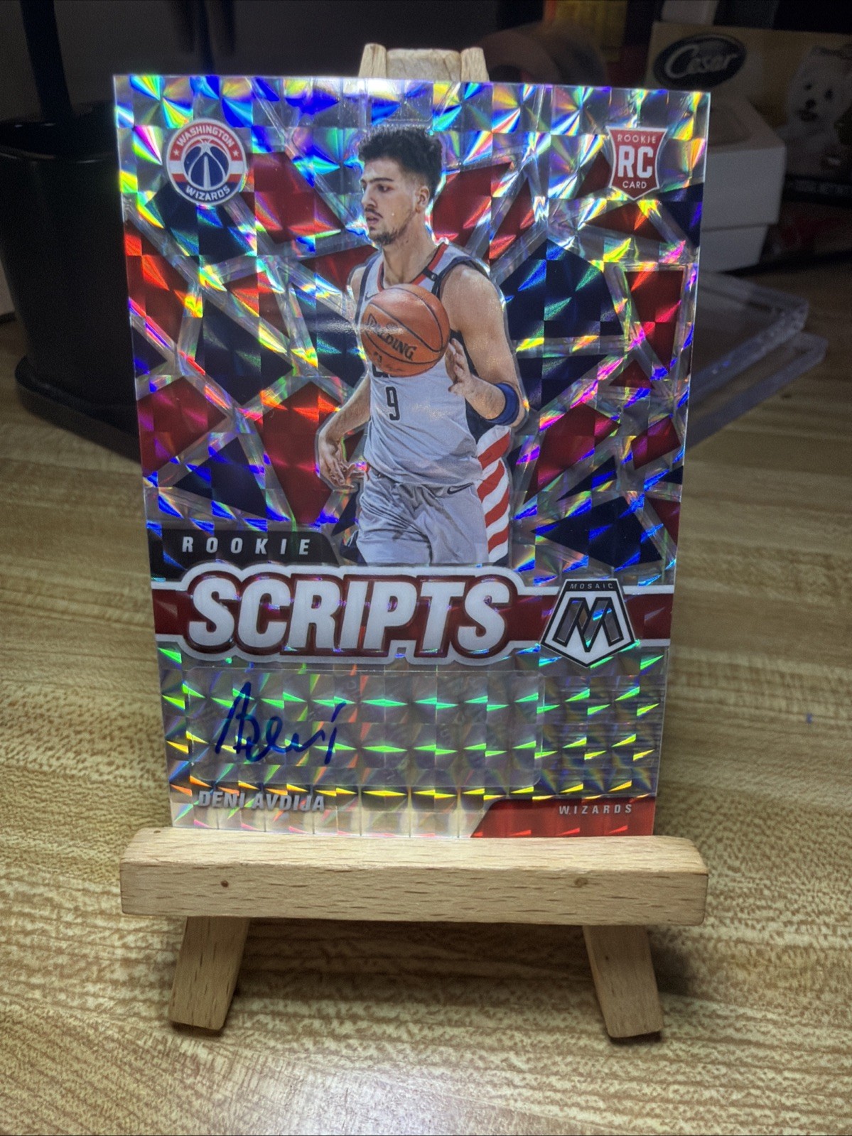 2020 -21 Mosaic Deni Avdija Rookie Scripts Silver Mosaic Prizm Autograph RC Auto