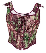Women Renaissance Corset Pirate Bustier Top Bodice Bodyshaper 10 Wine Floral