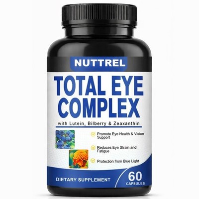 TOTAL EYE COMPLEX Vitamins with Bilberry Lutein Zeaxanthin Supplement 60 Capsule