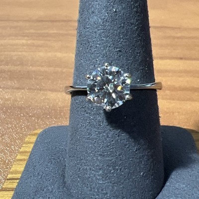 Sterling Silber 925 2,00 ctw VVSD FARBE runder Brillantschliff Moissanit Ring Gr.10