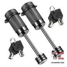 Trailer Tongue Coupler Lock, 1/4" Dia, 2-1/2" Span, Keyed Alike 2 Pack Black