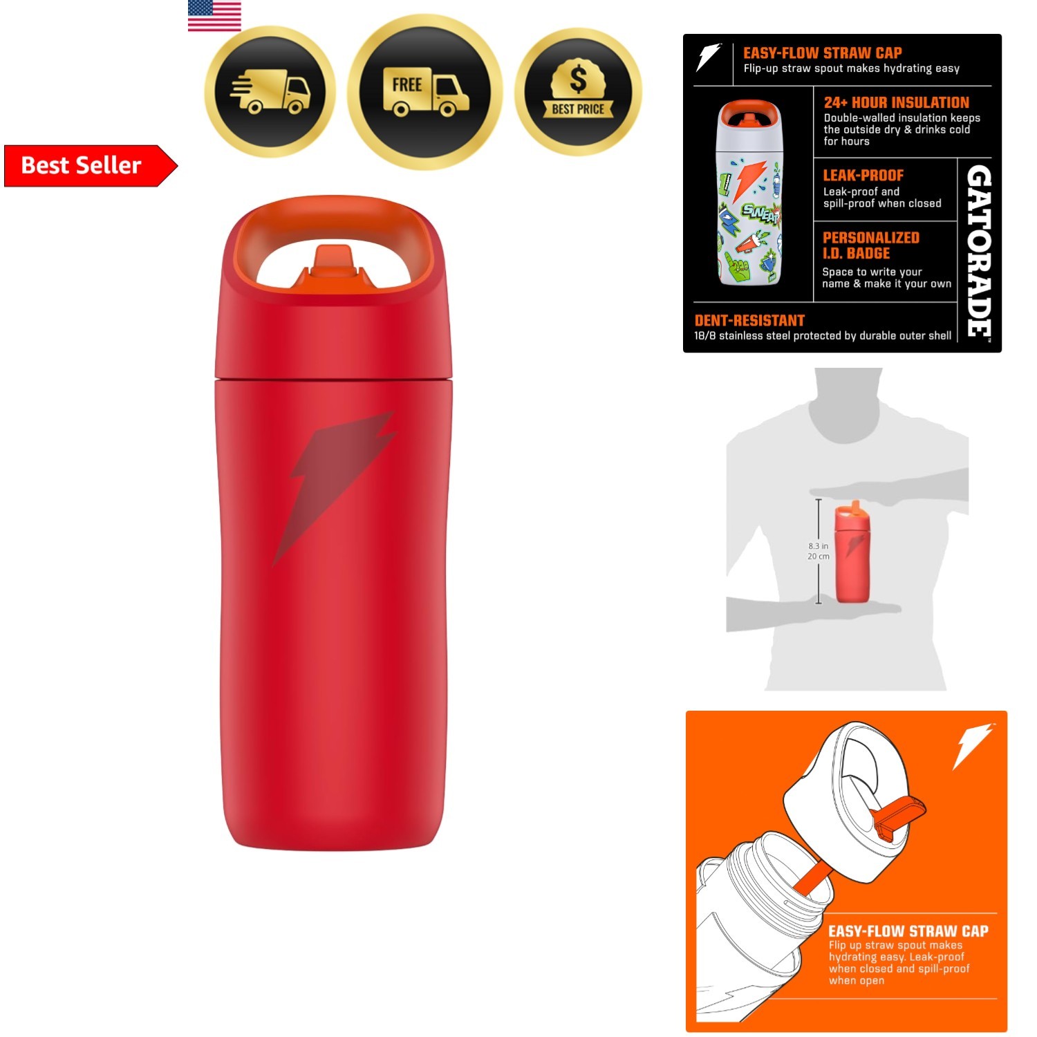Stainless Steel 12oz Double Wall Insulated Spill Proof
