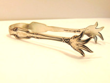 pinze da zucchero in argento sterling con artigli simili a piante o foglie
